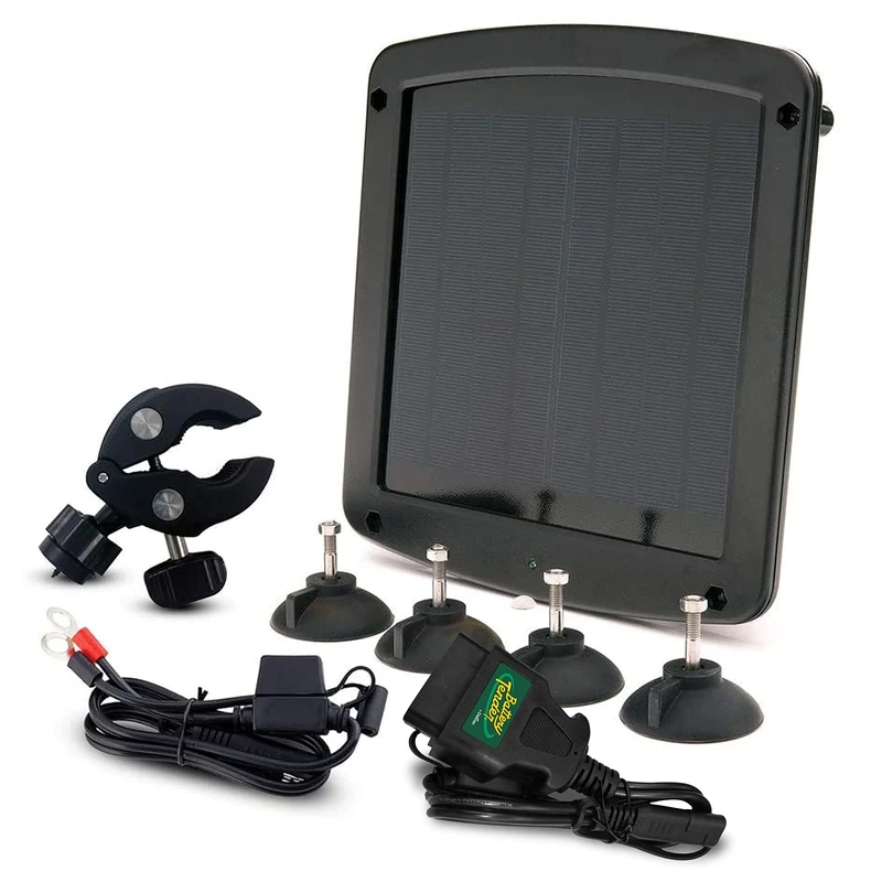 Battery Tender 5 Watt Solar Panel 12V Battery Charger with Charge Controller - IP67 Weatherproof - Windshield or Handlebar Mountable - Included Ring Terminal Cable or OBD II Connector - 021-1172