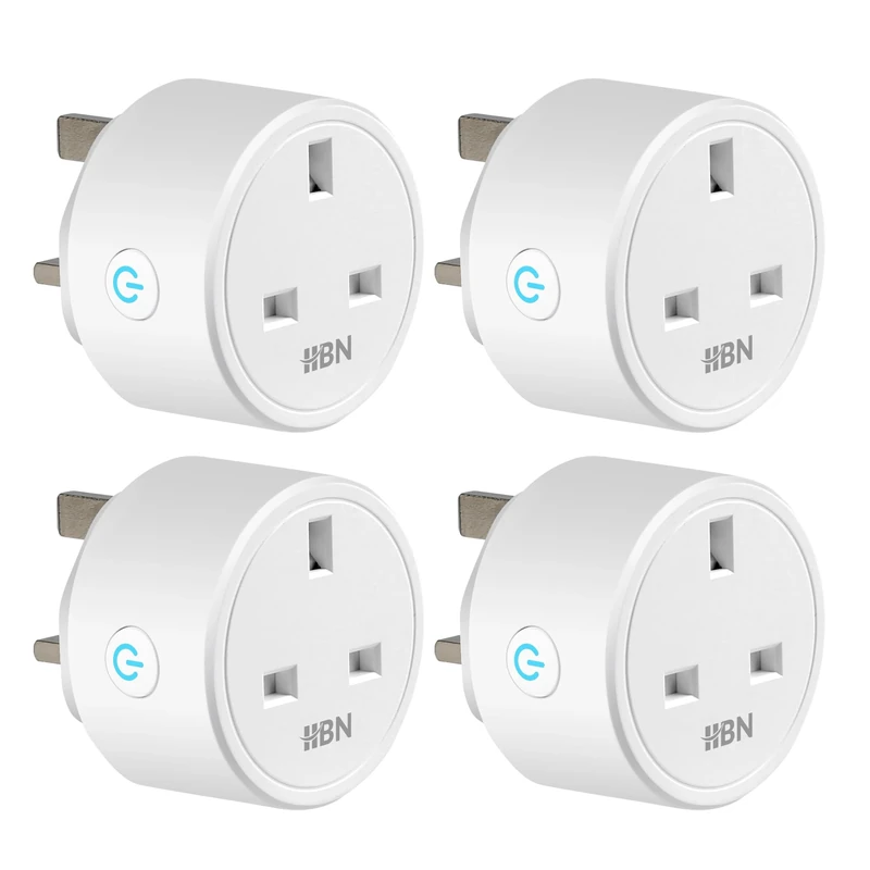 HBN Smart Plug WiFi Socket Work with Alexa Echo and Google Home, Smart Timer Plug, No Hub Required, 2.4Ghz Only (13A/3120W,4 Pack)