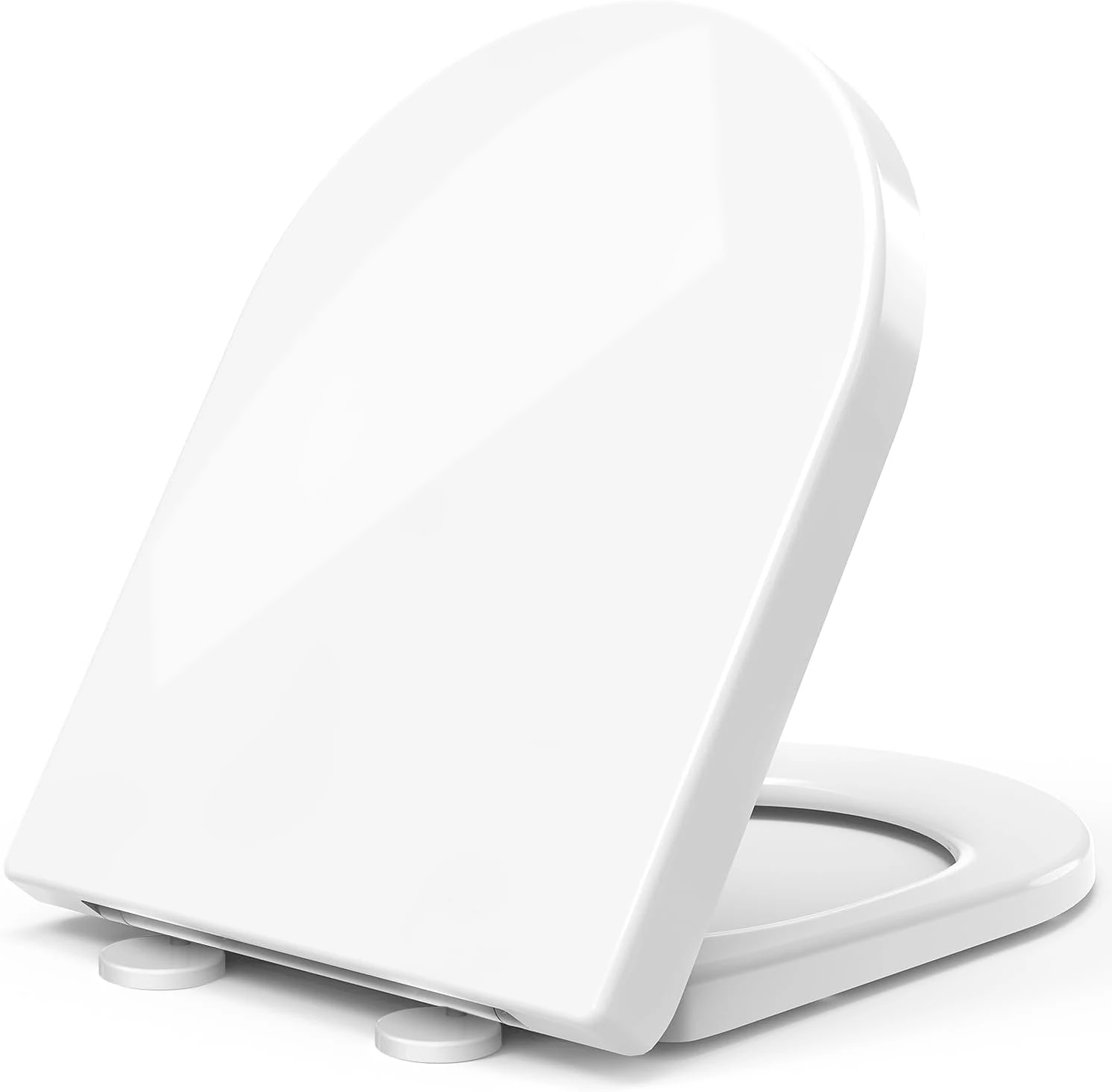STOREMIC Toilet Seat Soft Close White D Shape, Soft Close Toilet Seat - Bottom Fixing/Top Fixing, Quick Release for Easy Cleaning, Sturdy Anti-Bacterial PP Materials