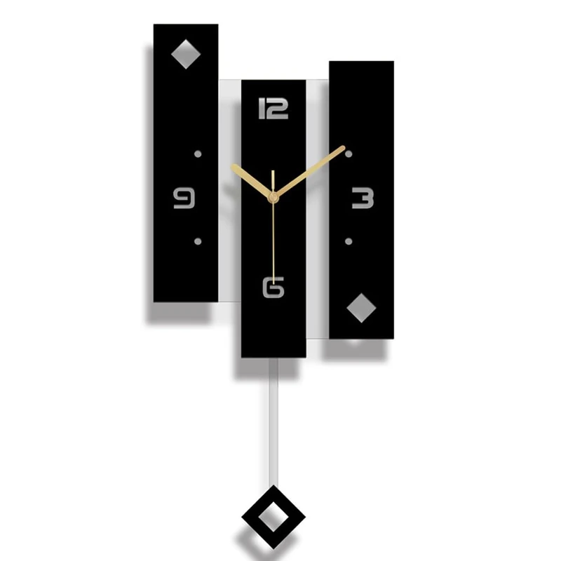 SHISEDECO Creative Mute Modern Large Pendulum Clock in Black & White, Decorative Modern Silent Decor for Home, Kitchen,Living Room,Office - Colorful Acrylic Art Design(Full Range Available)