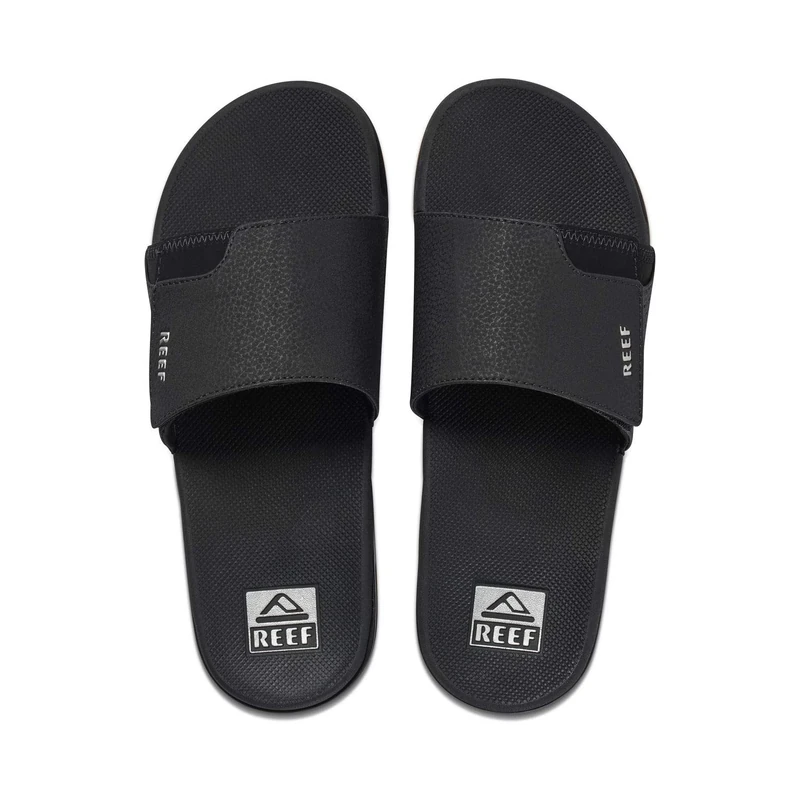 Reef Men's Fanning Slide Flip-Flop, Black Silver, 8 UK