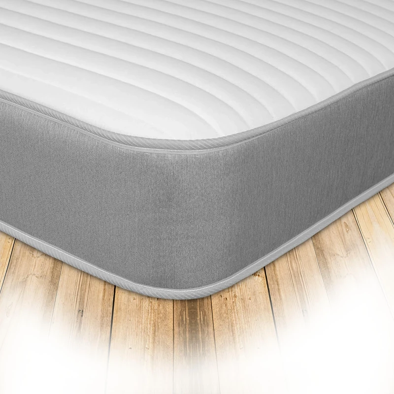 Starlight Beds Linear Cool Touch 8 Inch European Small Single Memory Foam Mattress, Hybrid With Springs. Grey, Soft Firmness. (80cm x 200cm)