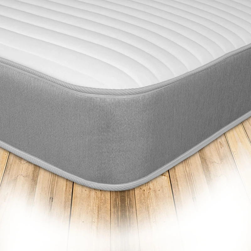 Starlight Beds Linear Cool Touch 8 Inch European Double Memory Foam Mattress, Hybrid With Springs. Grey, Soft Firmness. (140cm x 200cm) - Image 1