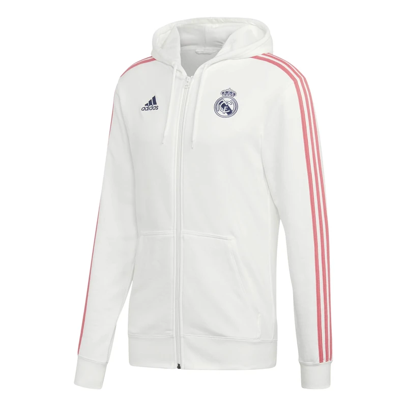 Real Madrid Season 2020/21 Unisex Zipped Hooded Sweatshirt, unisex_adult, Zipped Hoodie, GH9995, white, M - Image 1