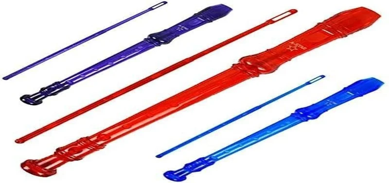 A-Star Soprano/Descant School Recorder Instrument, English/Baroque Fingering - Key of C with Learning Chart, Bag, Cleaning Rod - Pack of 30 Mixed Colours