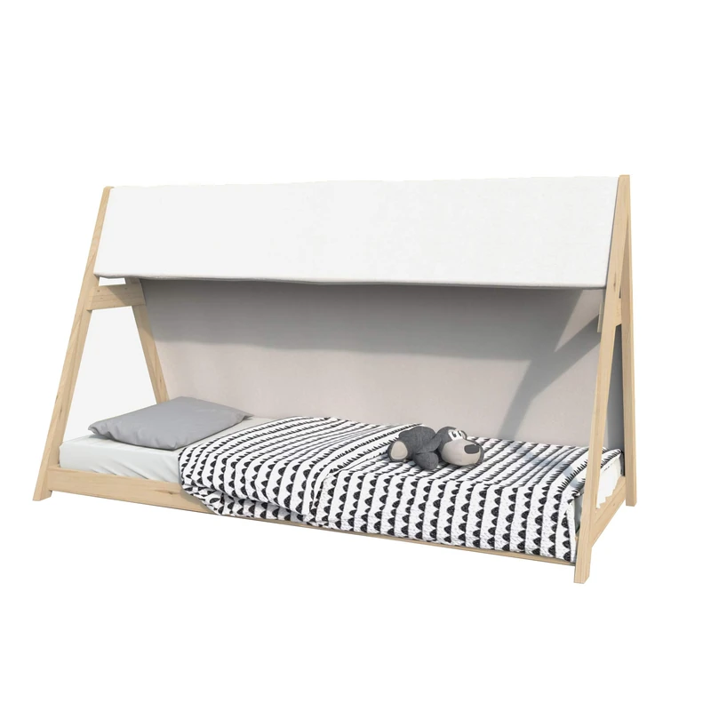 WEBER INDUSTRIES Tipi Cabin Bed 70 x 140 cm + 1 Canvas + 1 Bed Base/Natural - Image 1