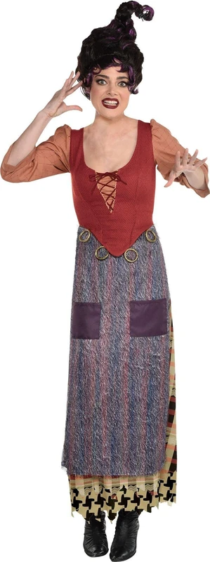 Party City Hocus Pocus Mary Sanderson Halloween Costume for Women, Small/Medium Dress with Attached Vest Multicolor
