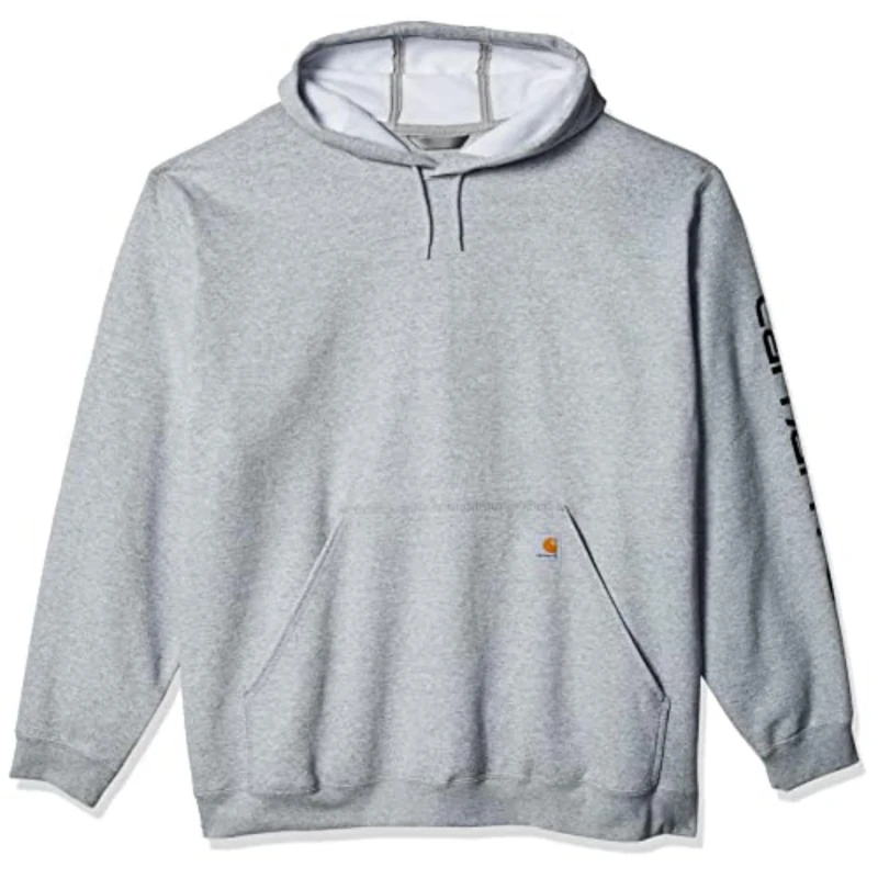 Carhartt Men's Loose Fit Midweight Logo Sleeve Graphic Sweatshirt, Heather Grey/Black, L