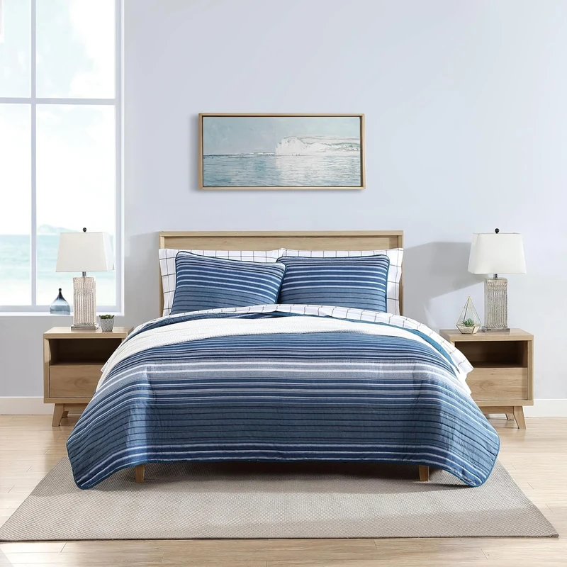 Nautica | Luxury Ultra Soft Cotton Comforter 2 Piece Set, Stylish Delicate Design for Home Décor, Blue, Twin