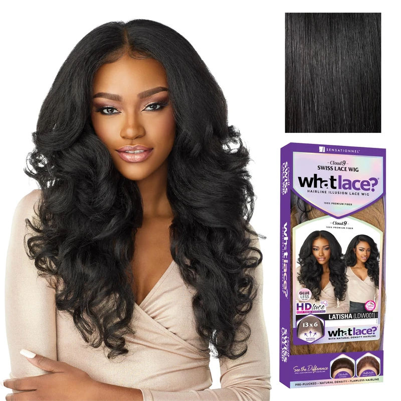 Sensationnel What lace 13x6 wigs - latisha synthetic wig cloud 9 with preplucked hairline hd lace - Whatlace Latisha (1 JETBLACK)