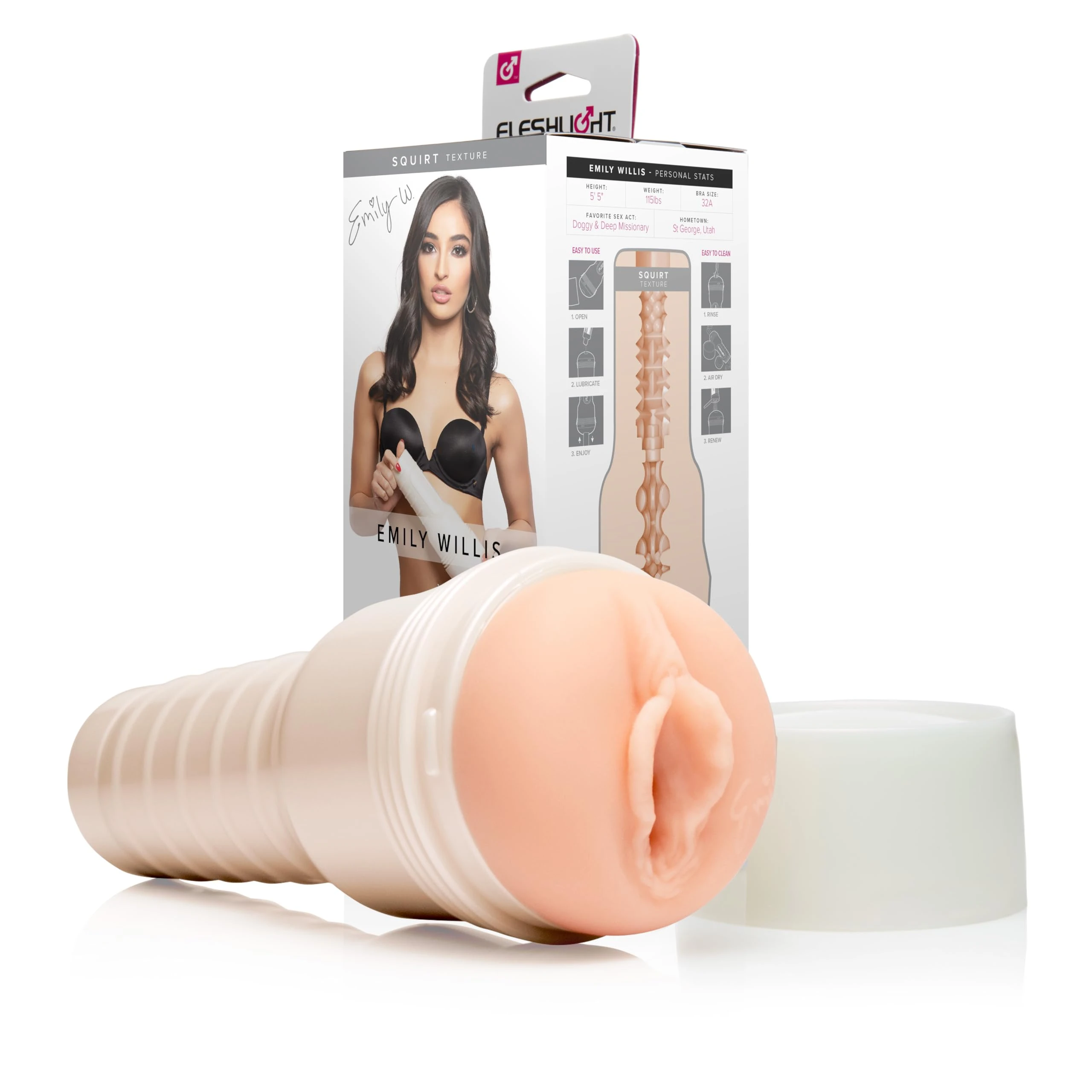 Fleshlight Emily Willis Squirt Mens Silicone Masturbator with Special SuperSkin Textured Pleasure Interior