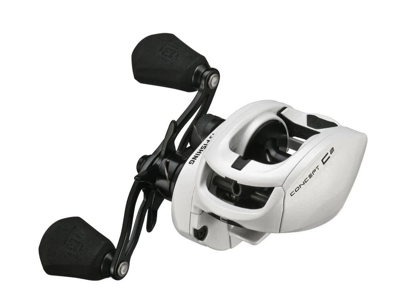 13 FISHING - Concept C2 - Low-Profile Baitcast Fishing Reel - 7.5:1 - Right Hand Retrieve (Fresh+Salt) - C2-7.5-RH White