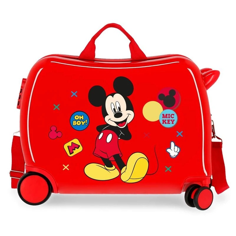 Disney Mickey Enjoy the Day Red Kids Rolling Suitcase 50x38x20 cm Rigid ABS Combination lock 34 Litre 2.1 Kg 4 Wheels Hand Luggage