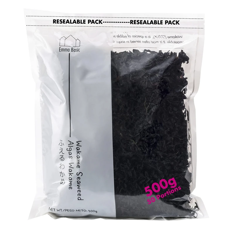 Emma Basic Dried Wakame 500g | Ready in three Minutes | High Fibre & Protein | Re-sealable pack | Vegan | Umami