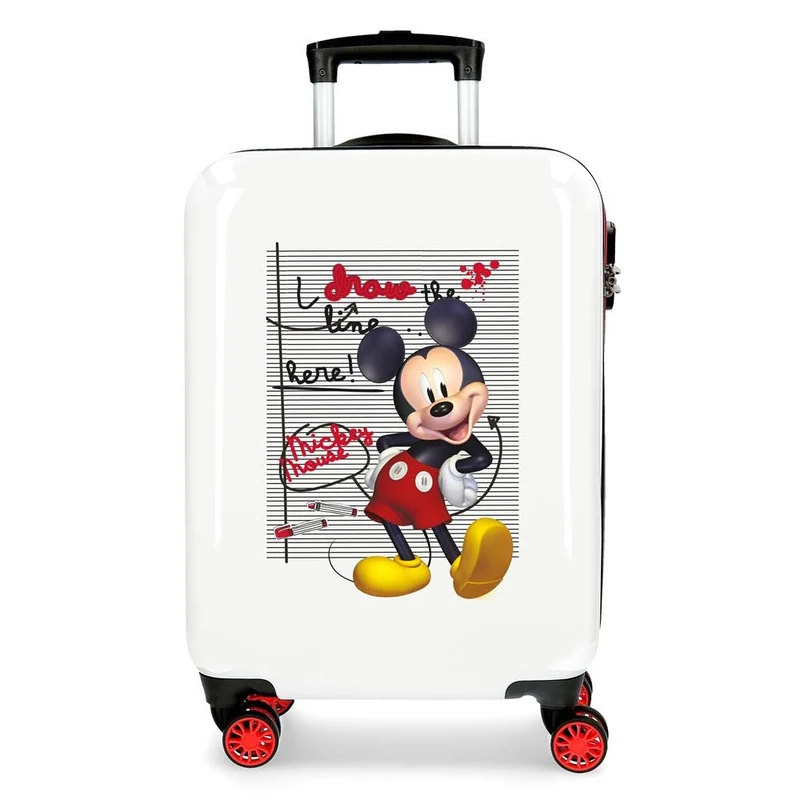 Disney Mickey Draw the line Red Cabin Suitcase 38 x 55 x 20 cm Rigid ABS Combination Lock 34 Litre 2.6 kg 4 Double Wheels Hand Luggage
