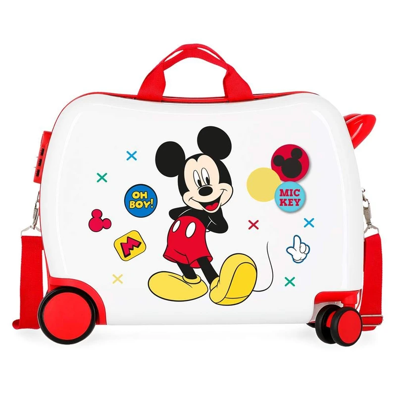 Disney Mickey Enjoy the Day White Kids Rolling Suitcase 50x38x20 cm Rigid ABS Combination lock 34 Litre 2.1 Kg 4 Wheels Hand Luggage