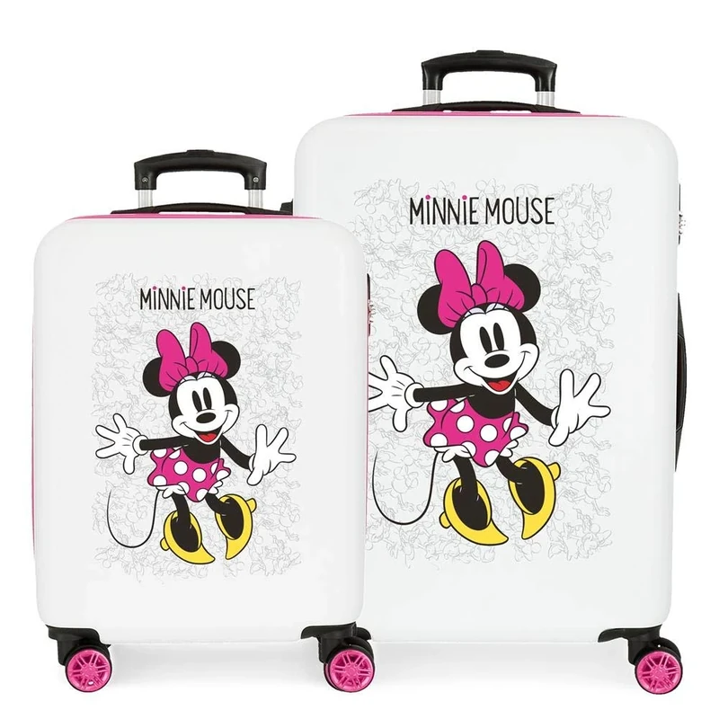 Disney Minnie Enjoy the Day White Luggage Set 55/68 cm Rigid ABS Combination lock 104 Litre 4 Double Wheels Hand Luggage