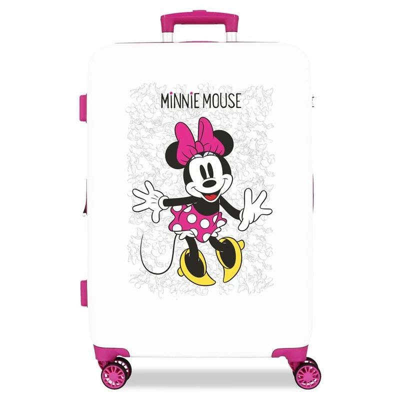 Disney Minnie Enjoy the Day White Medium Suitcase 48x68x26 cm Rigid ABS Combination lock 70 Litre 3.7 Kg 4 Double Wheels