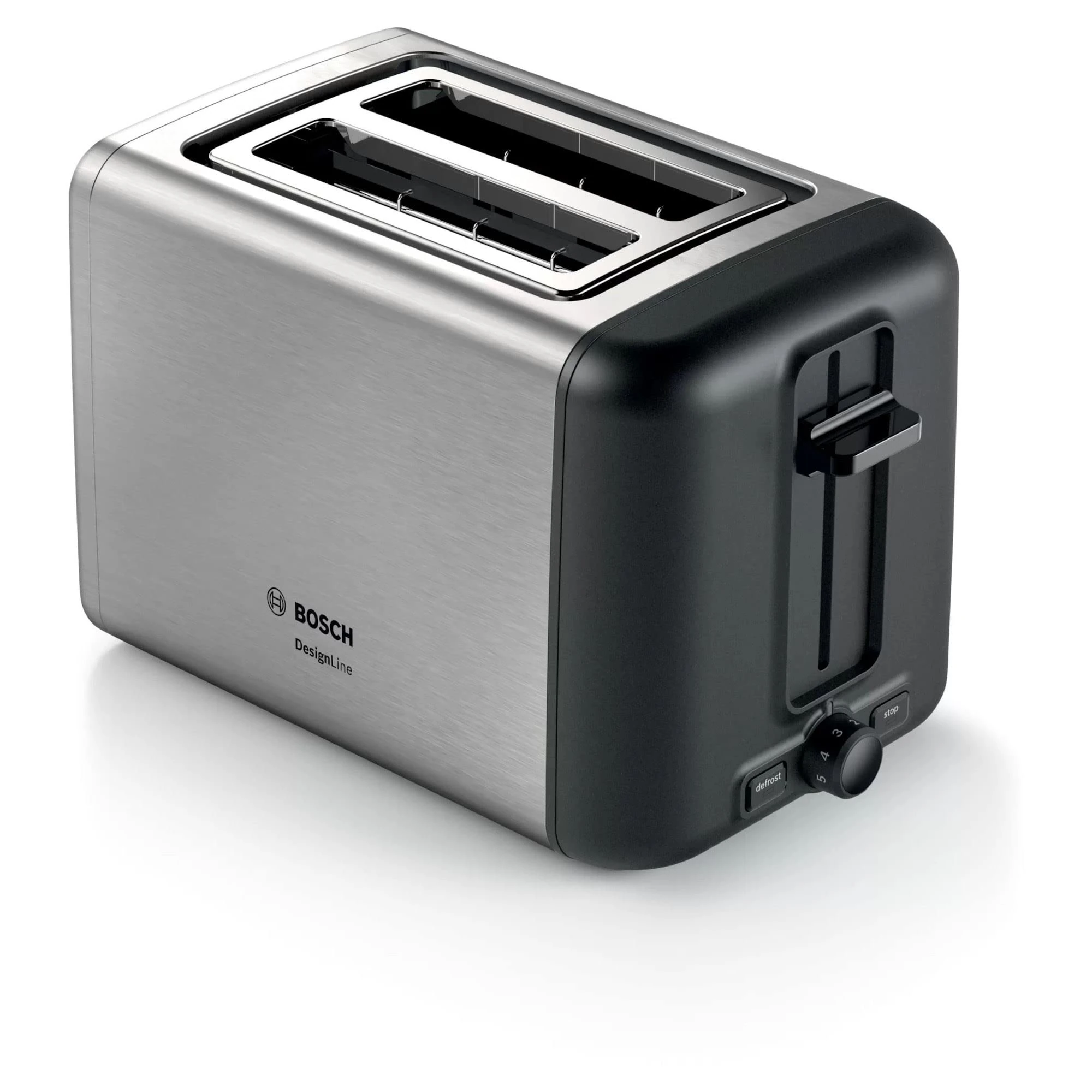Bosch DesignLine TAT3P420GB 2 Slot Stainless Steel Toaster with variable controls - Silver & Black