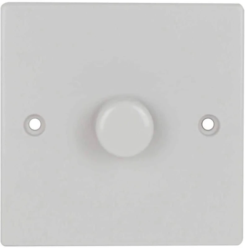 Invero 1 Gang 1 Way 150W Single Round LED Dimmer Switch Standard Square White