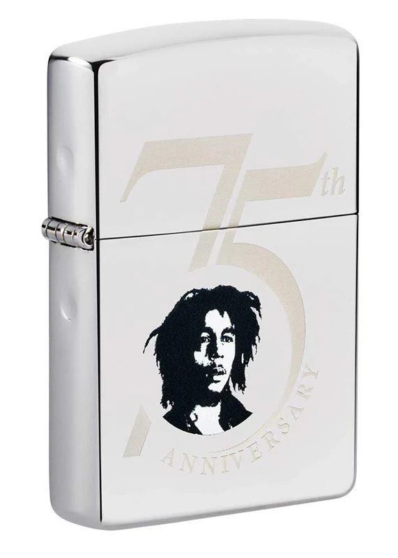 Zippo Bob Marley 75th Anniversary High Polish Chrome Pocket Lighter - Image 1