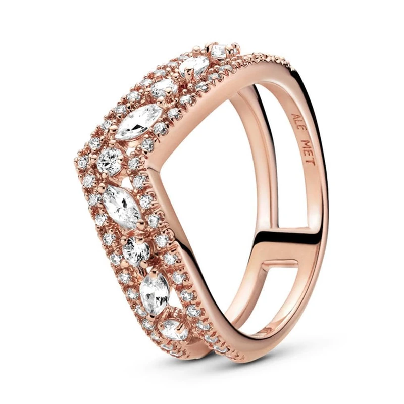 Pandora Sparkling Double Wishbone 189095C01 Women's Ring, Precious metal, Cubic Zirconia