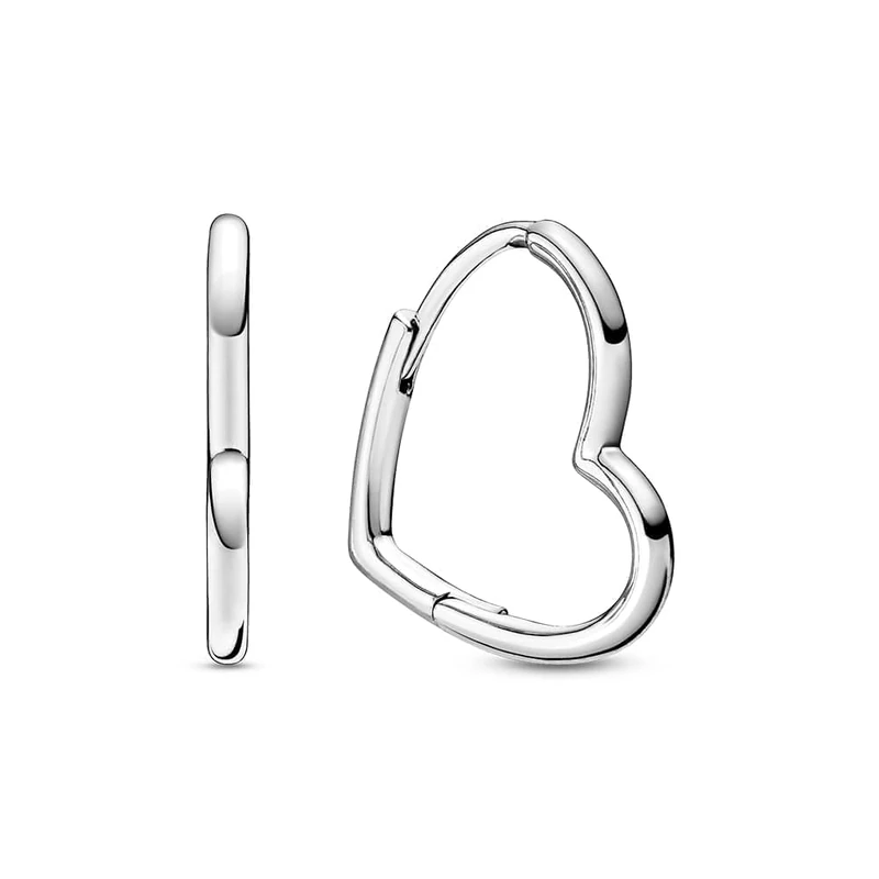 Pandora Moments Women's Sterling Silver Asymmetrical Heart Hoop Earrings, No Box