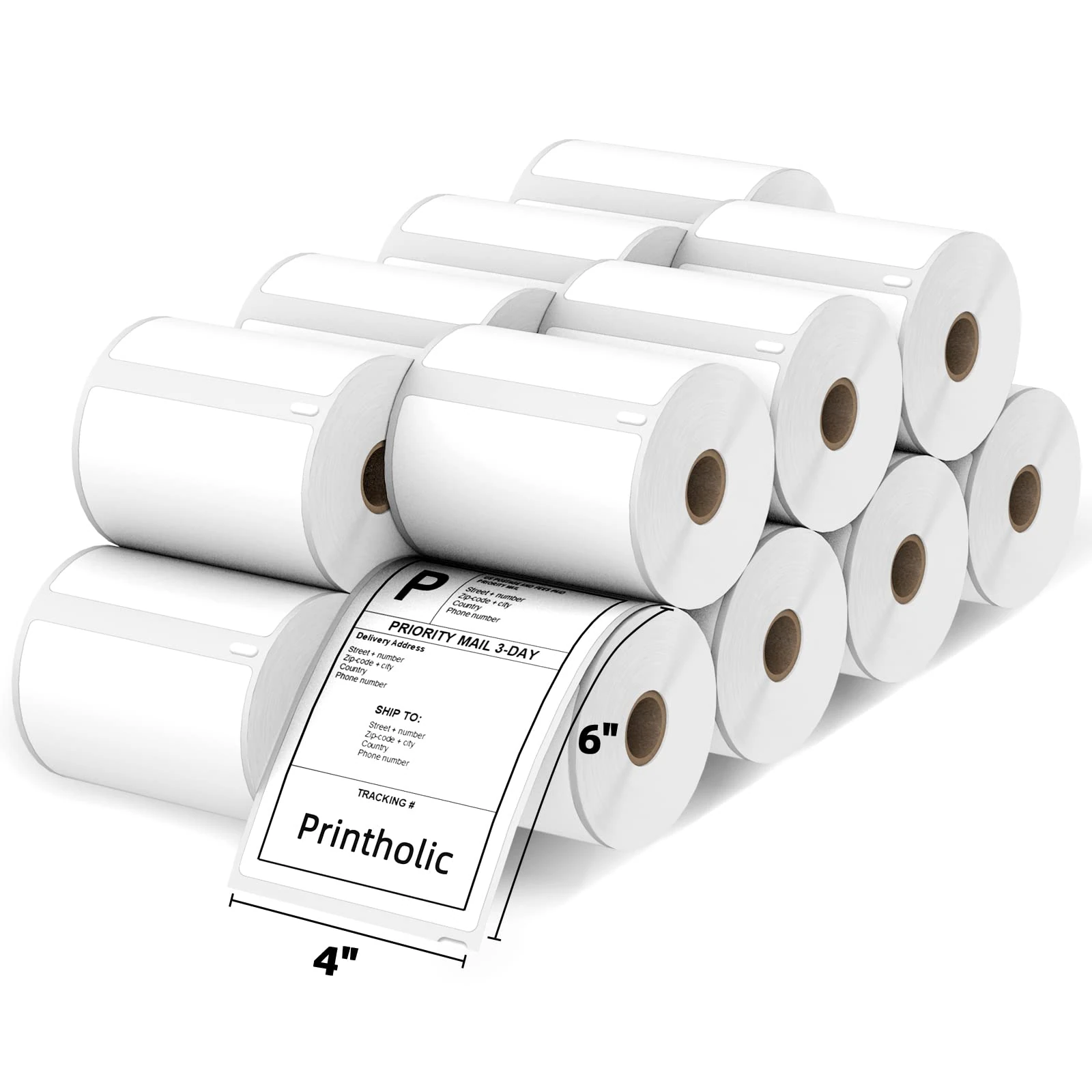 Printholic - 16 Rolls Compatible with DYMO 1744907 (4" x 6") Shipping Labels, Strong Permanent Adhesive & Perforated, Compatible with DYMO 4XL & Zebra Rollo Desktop Printers - 220 Labels/Roll