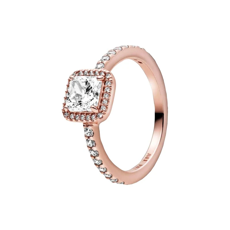 Pandora Timeless Elegance 14k Rose gold-plated ring with clear cubic zirconia, 48