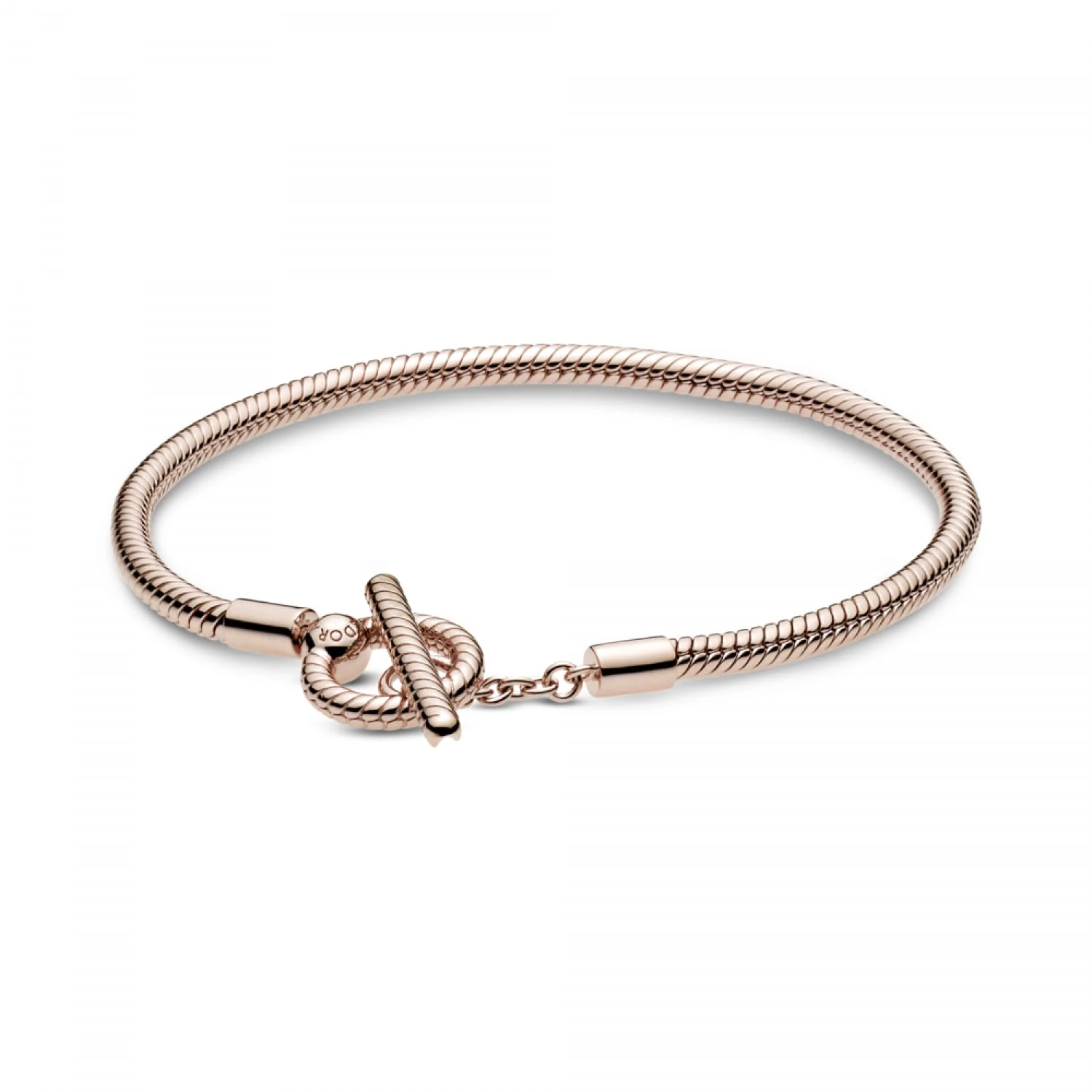 Pandora Icons Snake chain 14k rose gold-plated T-bar bracelet, 18