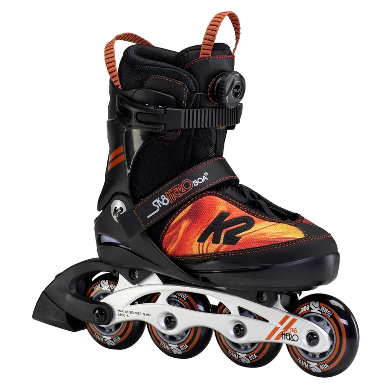 K2 SK8 HERO BOA ALU Inline Skate 2023 black/orange, 32-37 - Image 1