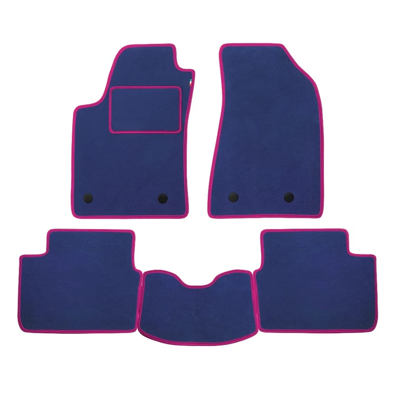 PROPOSTEONLINE Porsche Boxster 2012 Onwards Velvet Carpet Floor Mat Set, Light Blue and Fuchsia - Image 1