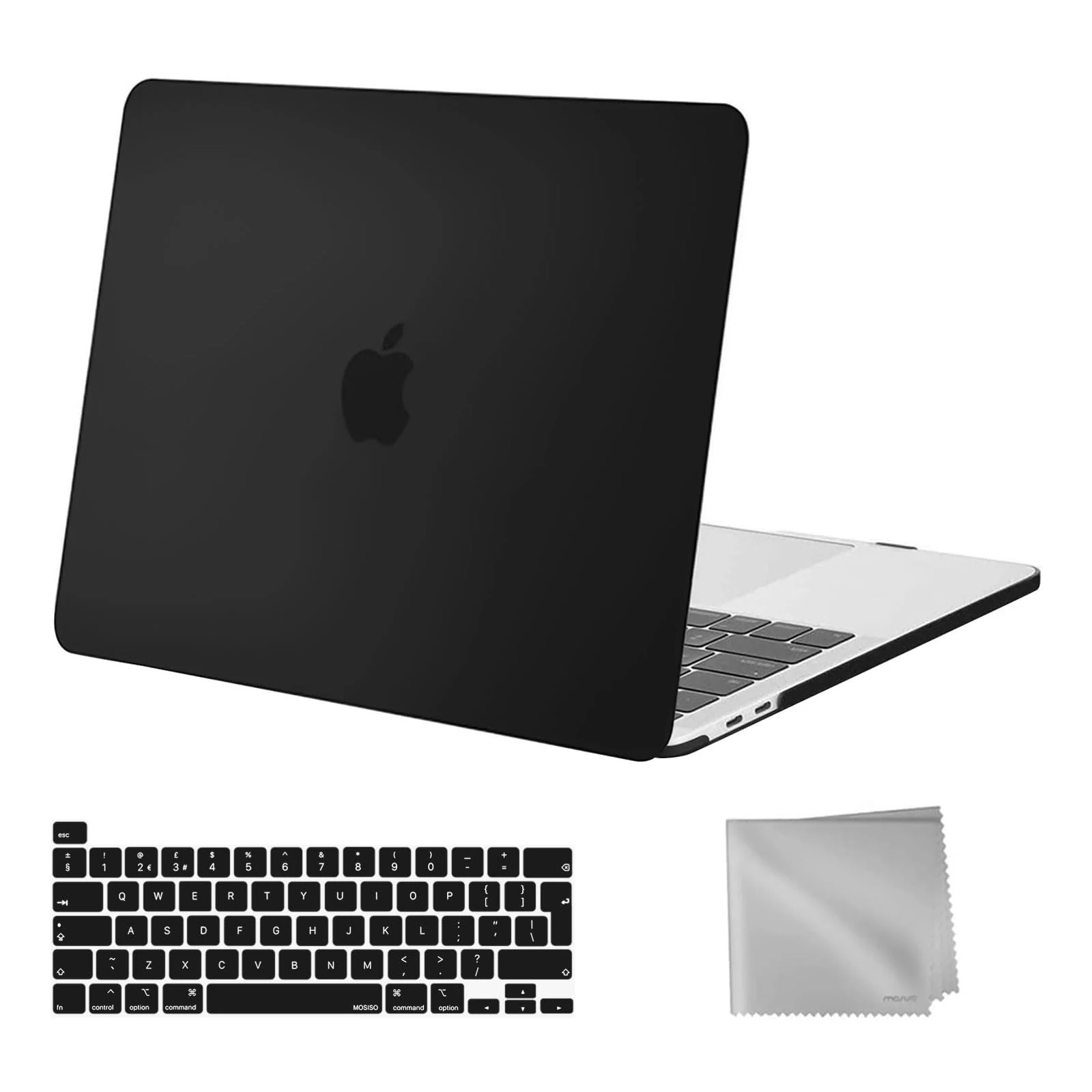 MOSISO Compatible with MacBook Pro 13 inch Case M2 M1 2025 2024 2023 2022-2016 A2338 A2289 A2251 A2159 A1989 A1706 A1708, Plastic Hard Shell Cover & Keyboard Skin & Wipe Cloth, Black