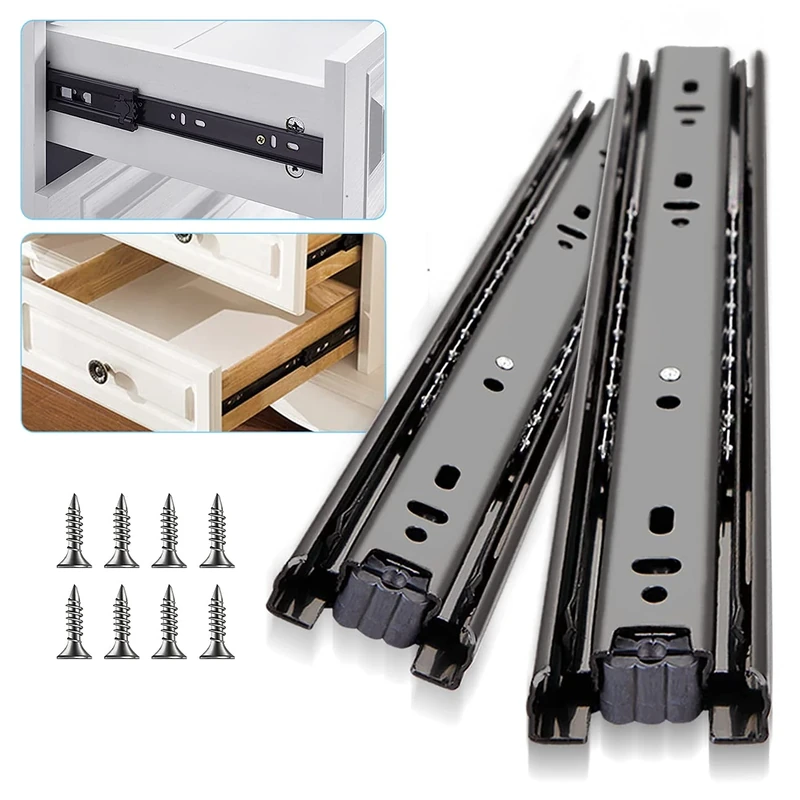 Full Extension Drawer Runners 250 300 350 400 450 500 550 600mm Ball Bearing Drawer Runners Slides Replacement Rails Track Guide Glides for Kitchen Bedroom Cabinets Heavy Duty 45kg 1 Pair