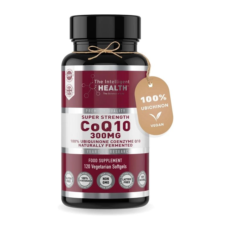 The Intelligent Health CoQ10 Supplement, Fermented Coenzyme Q10 Ubiquinone for Women & Men, Easy to Swallow 300mg 120 Vegetarian Softgels