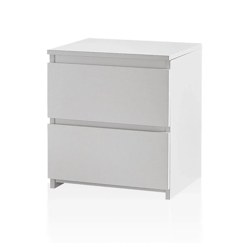 TUKAILAi Bedside Table with 2 Drawers, White Wooden Bedside Table Nightstand Storage Cabinet for Bedroom Living Room Sofa End