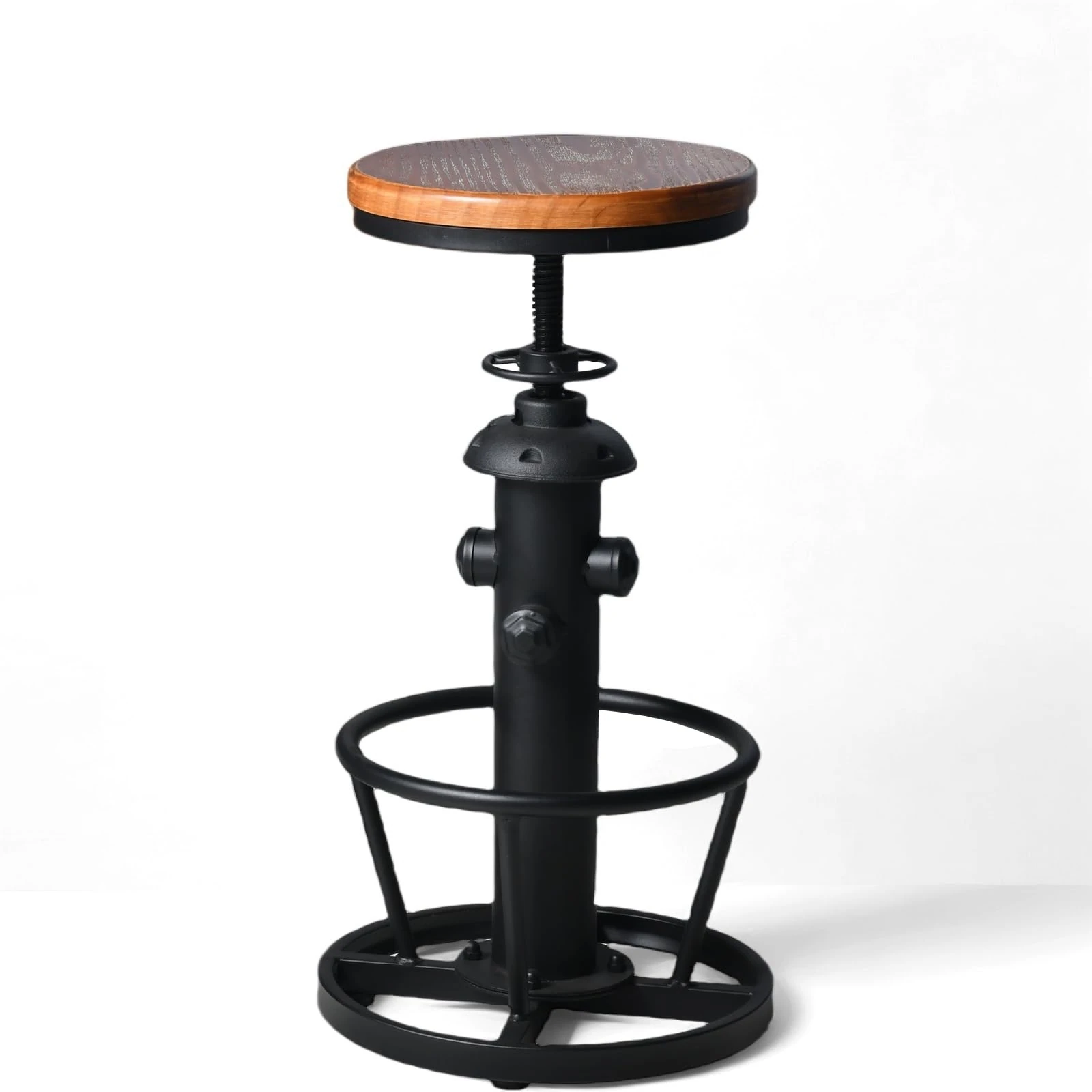 Industrial Bar Stools Kitchen Island Dining Chairs Swivel Wooden Seat Bar Counter Height Adjustable 25-31"