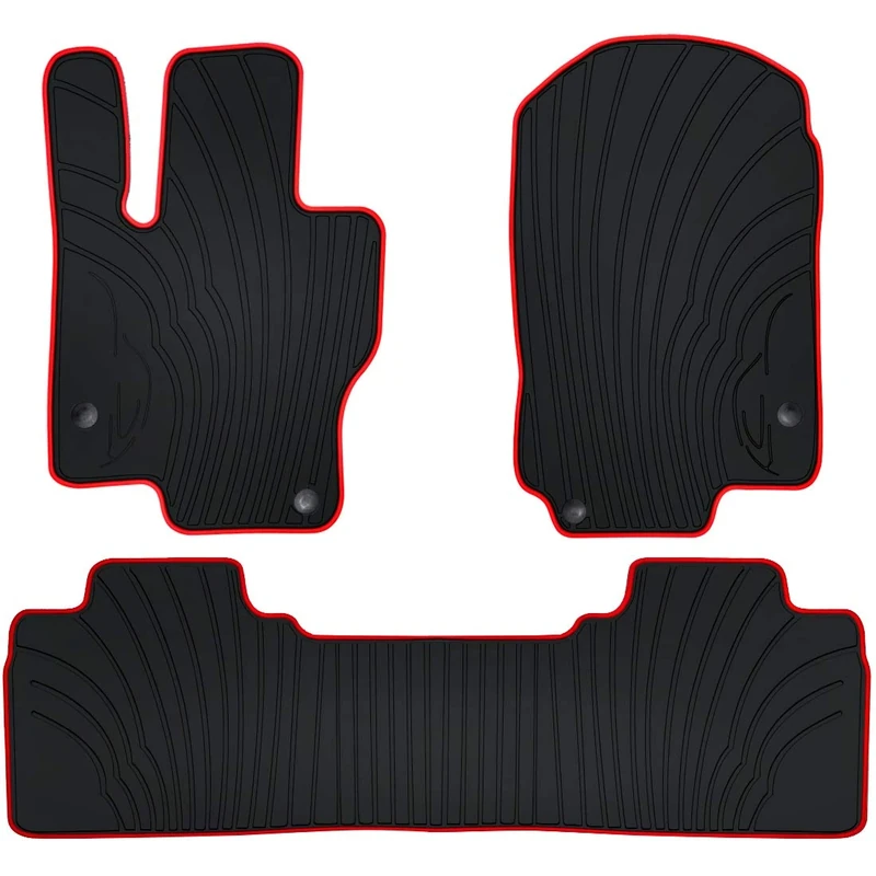 San Auto Car Floor Mats for Mercedes-Benz GLE 350 450 580 43/53/63 AMG 5-seat 2020-2023 Custom Fit (NOT for Couple) Rubber Black and Red Auto Floor Liners Set All Weather Protection Odorless
