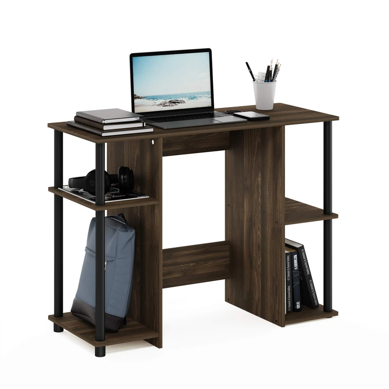 Furinno JAYA Compact Computer Desk, Writing Desk, Study Desk, Columbia Walnut/Black