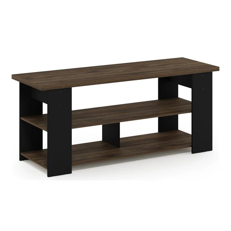 FURINNO Entertainment, TV Stand Up to 55-Inch, Columbia Walnut/Black, 119(W) x 50.8(H) x 39.6(D) cm