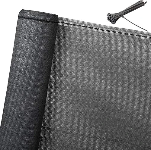 WOLTU Balcony Privacy Screen Windbreak Net Fence Sunshade Weatherproof HDPE Privacy Protector Balcony Cover with Cable Ties - 2x10m, Anthracite, GZZ1223an02