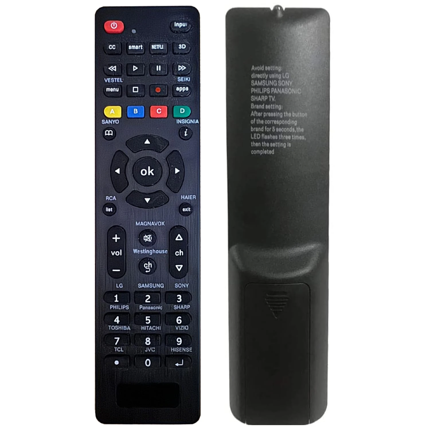 Universal TV Remote Control for Samsung, Vizio, Sony, Panasonic, Smart TV, HAIER, Toshiba, Philips, TCL - tv remote control universal for Contour Universal Control of TV/Smart TV