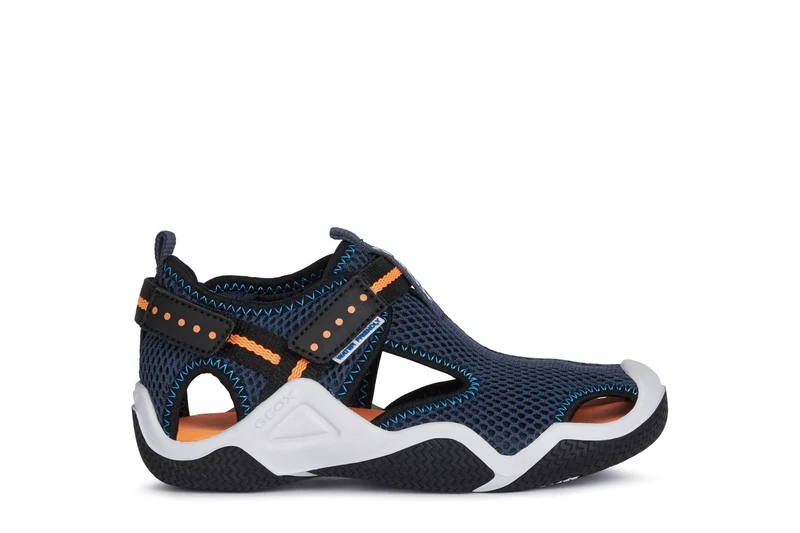 Geox Boys Jr Wader Sport Sandal, Navy Orangefluo, 9 UK Child