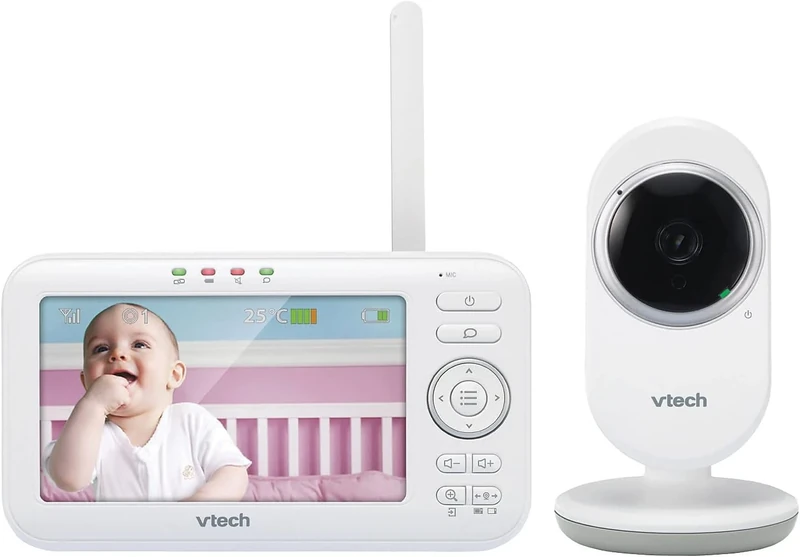 Vtech VM5252 Baby Monitor with Camera, Baby Monitor with Movable Camera, 5 Inch LCD Colour Screen and Night Vision Function, Video Baby Monitor, Clear Sound, Intercom Function, Lullabies