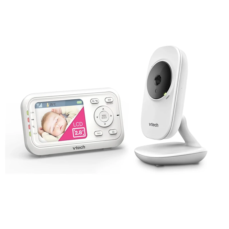 Vtech Baby Monitor VM3255 - Video Baby Monitor with Movable Camera - Clear Sound, 2.8 Inch LCD Colour Screen and Night Vision Function - With Intercom Function, Lullabies and Sounds