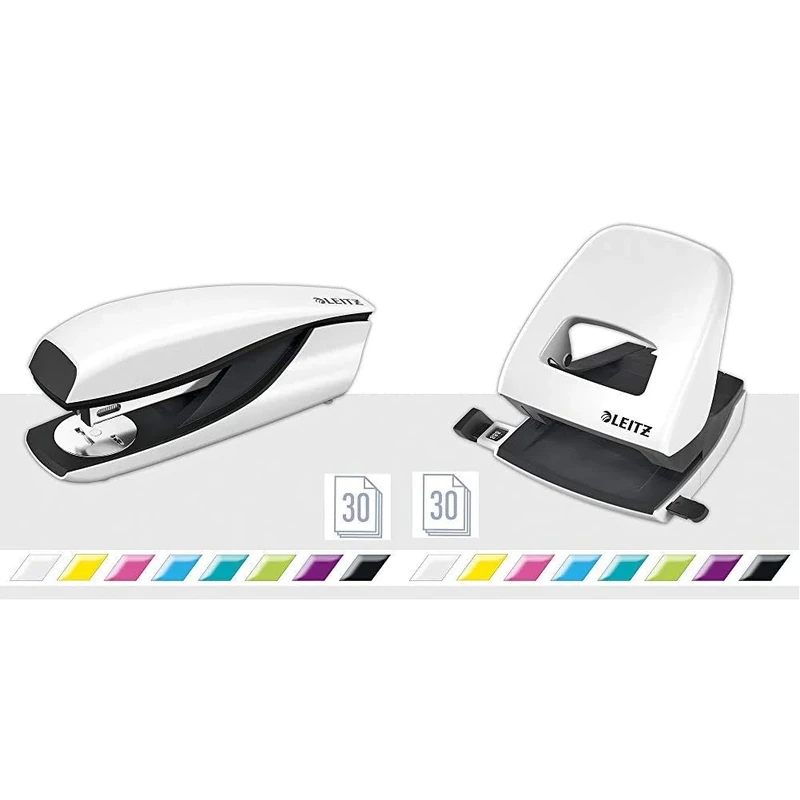 Leitz Stapler NeXXt Wow 30sh White with Hole Punch NeXXt Wow 30sh White Bundle