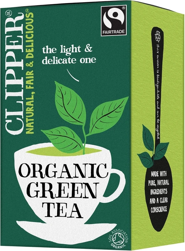 Clipper Organic Pure Green Tea Bags | Box of 40 Teabags | Organic Tea for Home & Office | Eco-Conscious, Fair Trade Tea | Natural, Unbleached, Plant-Based, Compostable & Biodegradable Tea Bags