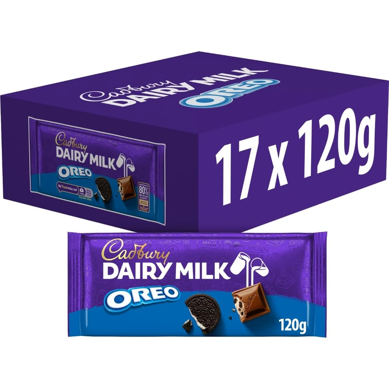 Cadbury Dairy Milk Oreo Chocolate Bar, 120 g (Pack of 17)