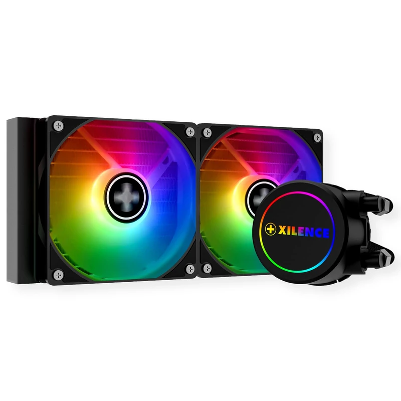 Xilence LQ240.ARGB AMD and Intel AiO 240 mm Watercooling for CPU, 2x 120 mm PWM ARGB Fan, 300W TDP, Clear/Black