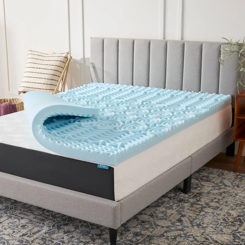 LUCID 3 Inch 5 Gel Memory Foam Plush - Cooling Targeted Convoluted Comfort Zones Mattress Topper, Twin XL